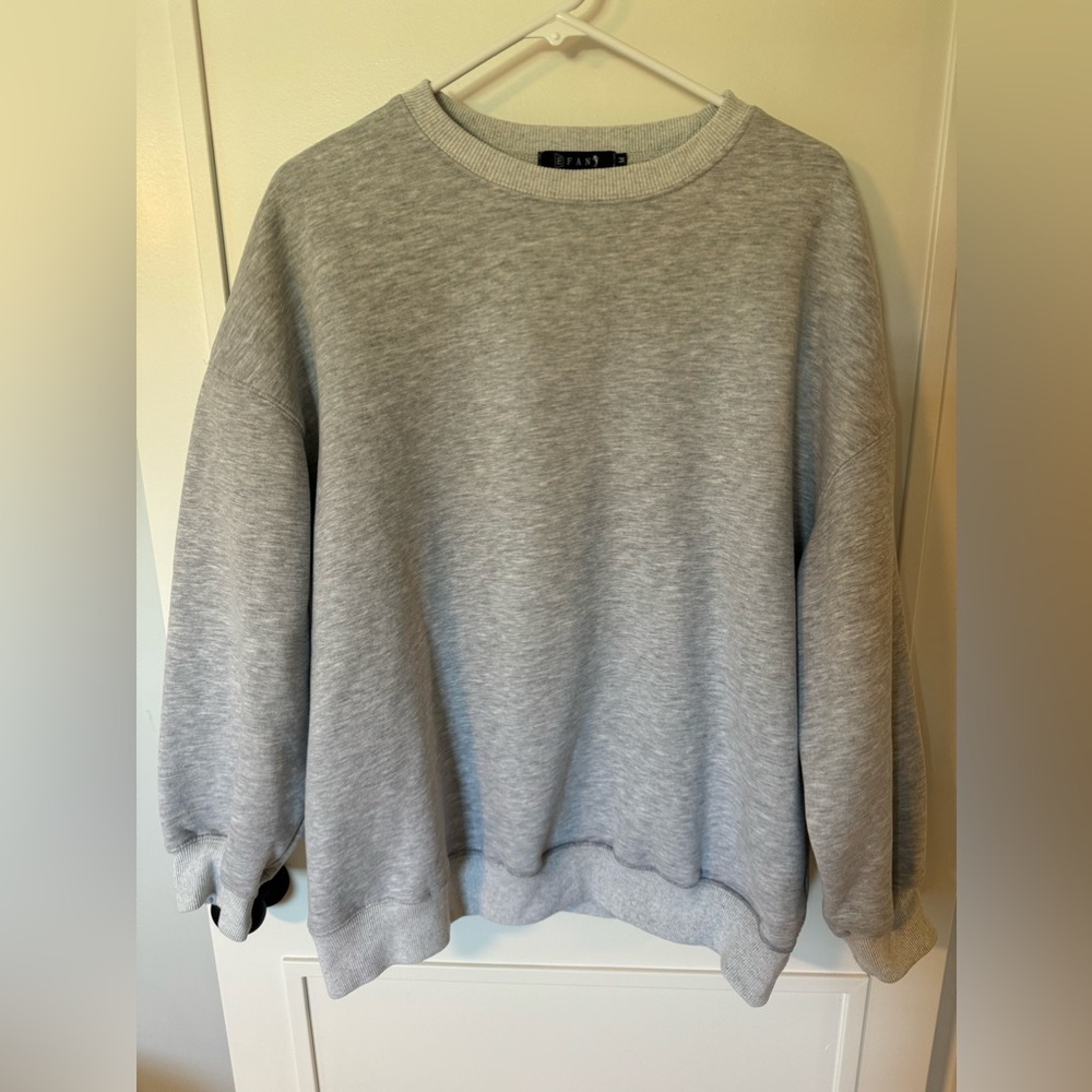 Efan Heather Gray Oversized Crewneck Sweatshirt